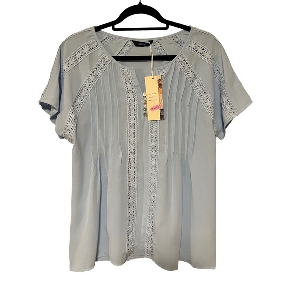 Dokotoo Tops - NWT Boho Dokotoo Crochet Lace Pintuck Blouse Short Sleeve Peasant‎ Top Small NWT